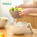 FaSoLa Double Layer Drain Basket for Food Vegetable Fruit Plastic Storage Basket