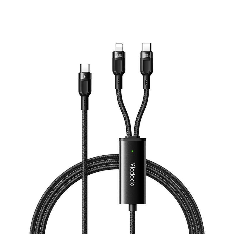 Mcdodo-CA-878-a-2933 Mcdodo CA-878 2 in 1 100W PD Type C to Lightning+Type C Cable