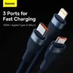 Baseus TWO-FOR-THREE Fast Charging Cable