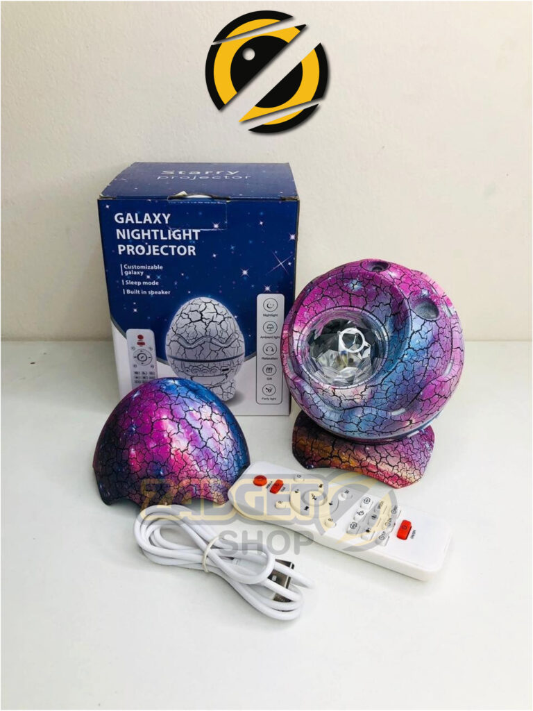 Galaxy night light projector with Bluetooth speaker, remote control, USB cable and product box