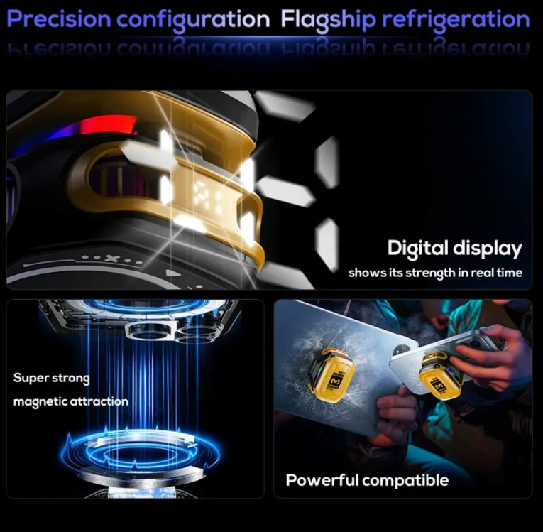 MEMO CX12 Magnetic Phone Cooler 10W Radiator with digital display and magnetic cooling support for gaming phones in Bangladesh