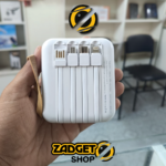 Back of white Good Cool D301 power bank showing four built-in charging cables