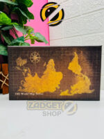 Closed brown Vintage Feather Pen Writing Set gift box featuring a gold 1502 world map design on the cover