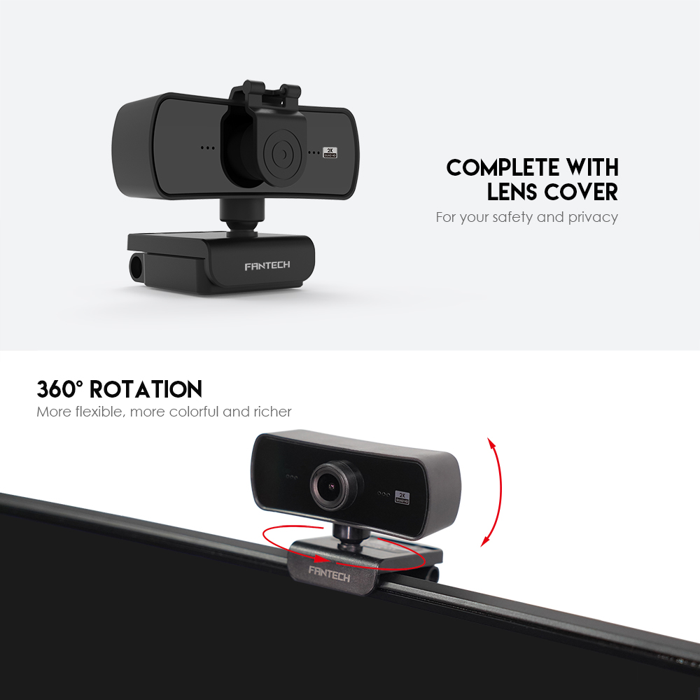 Fantech Luminous C30 webcam with privacy lens cover and 360 degree rotation feature