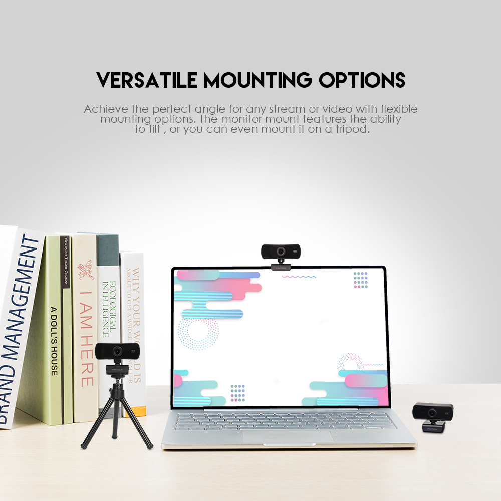 Fantech Luminous C30 webcam with monitor clip and tripod mounting options for streaming