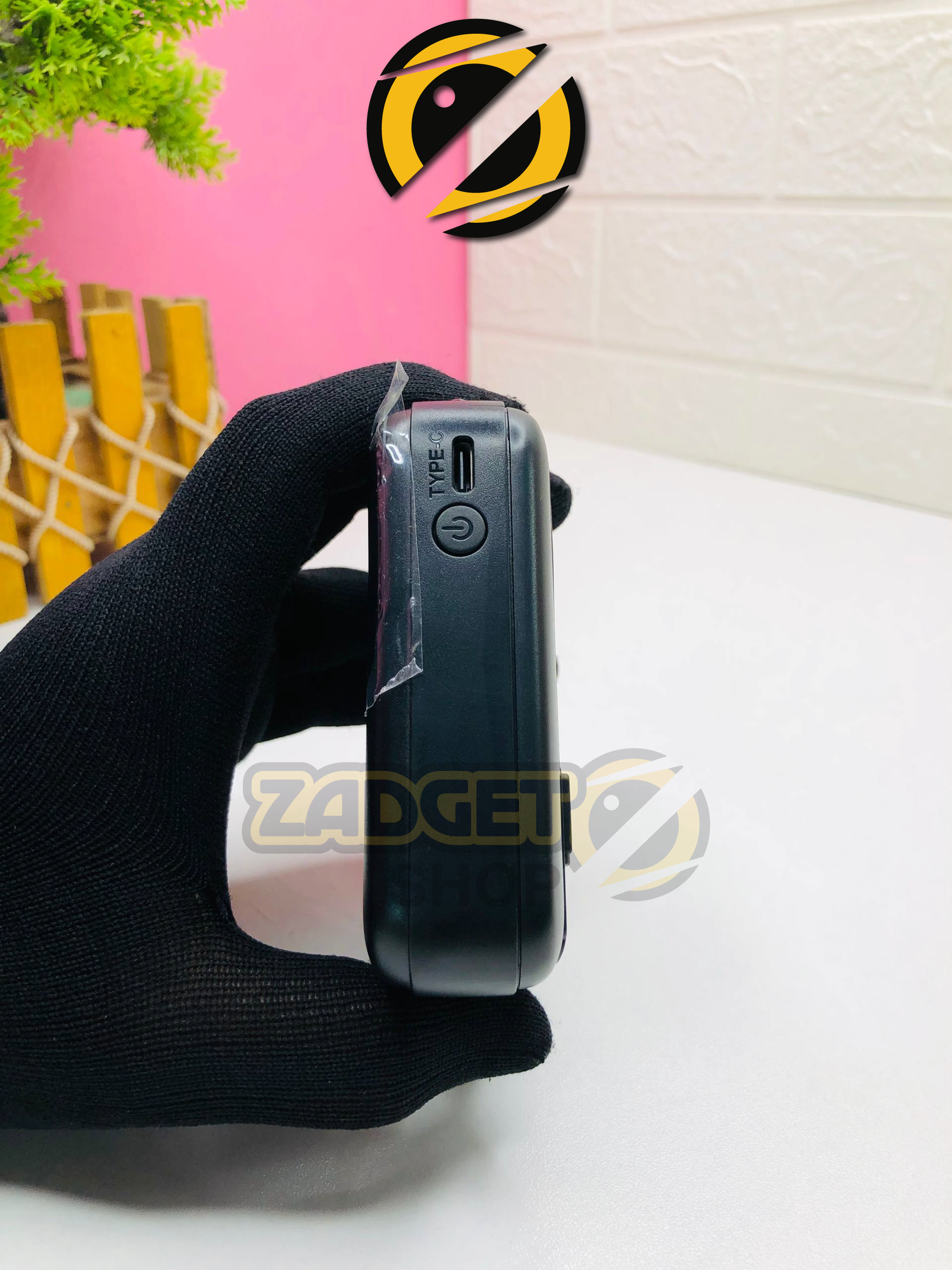 Side view of Good Cool D301 power bank with USB Type-C port and power button