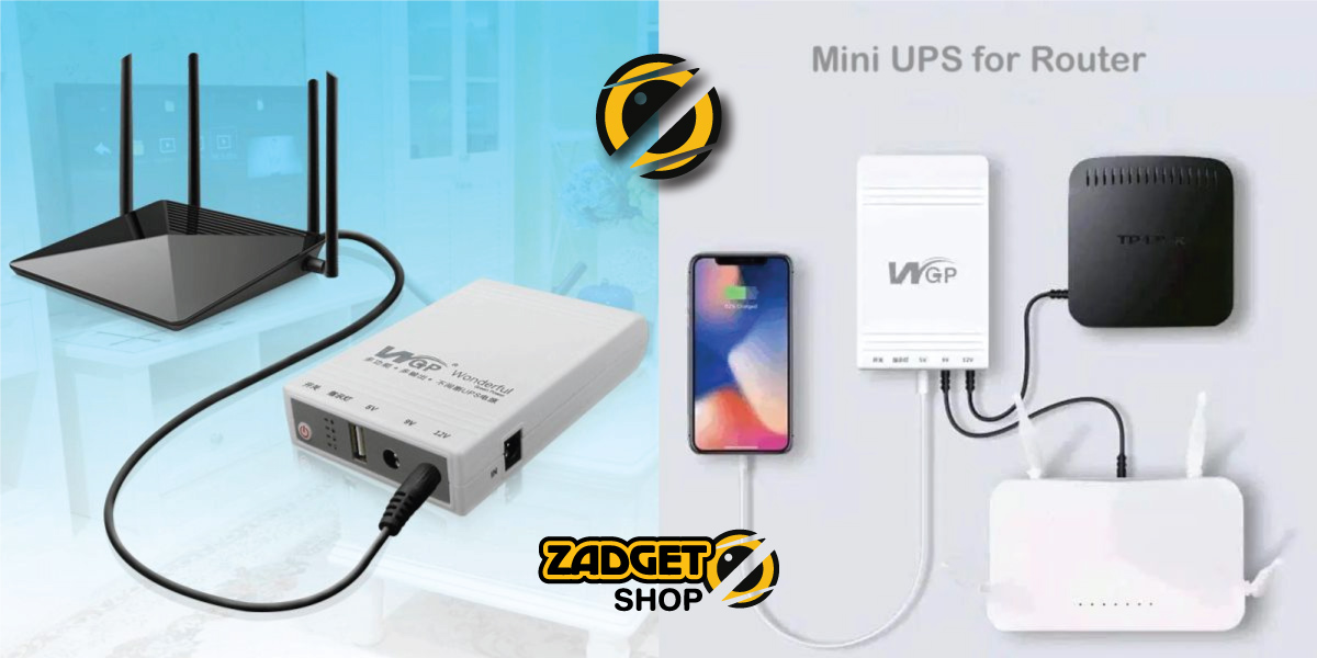 WGP Mini UPS powering compatible WiFi router and networking devices during electricity interruption