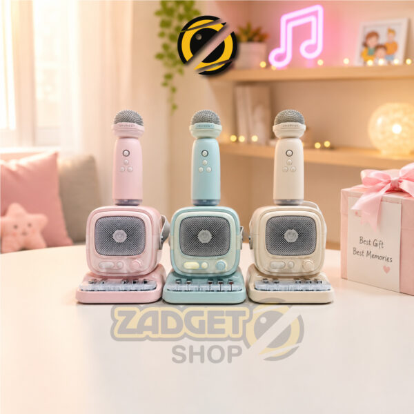 C60 Wireless Karaoke Speaker with Microphone in pink, mint blue and cream colour options