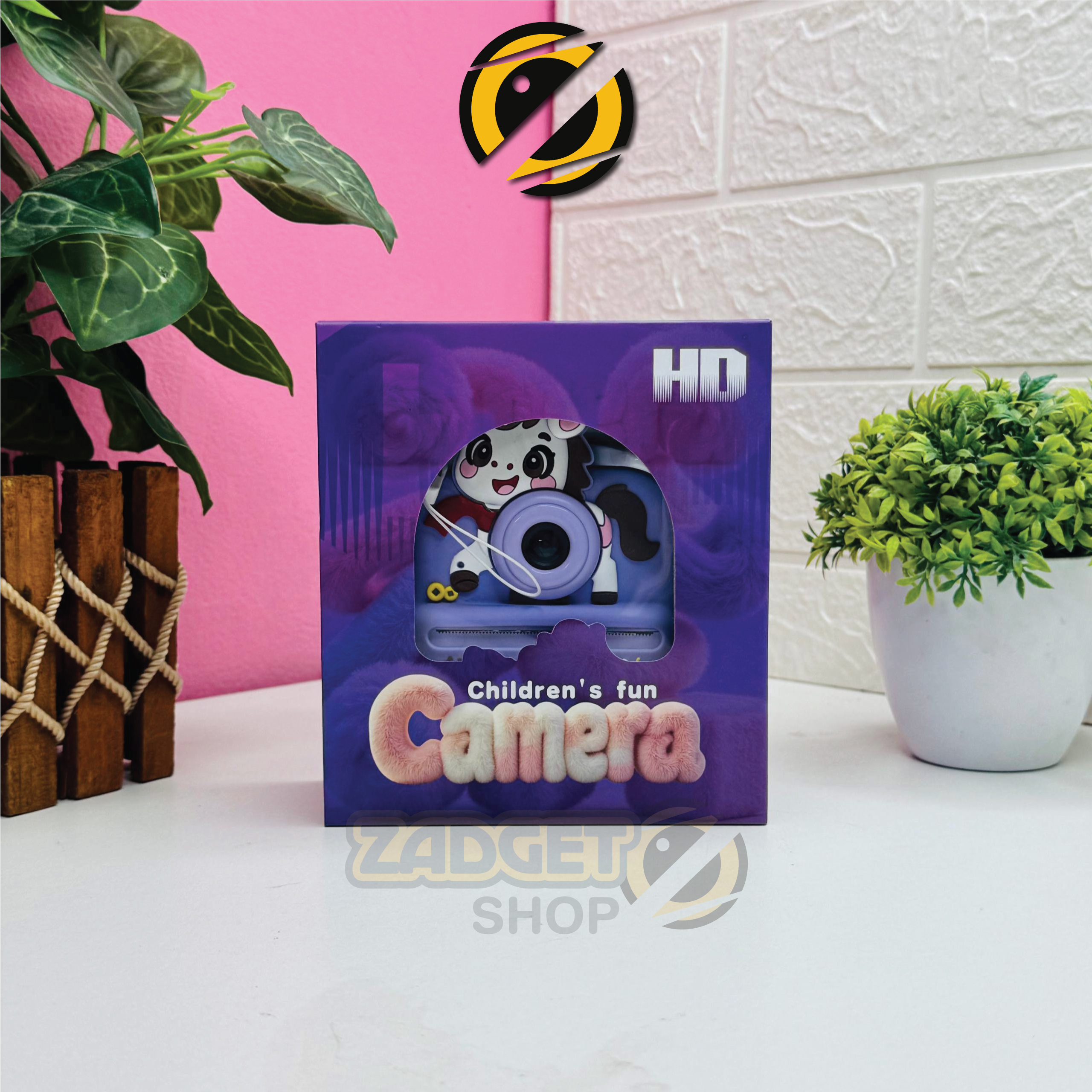 Purple Children’s Fun Instant Print Camera inside retail packaging at Zadgetshop Bangladesh