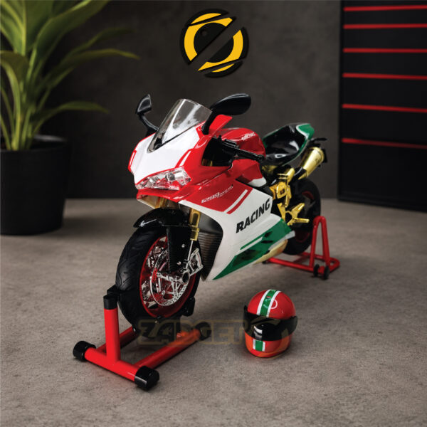 TY Models Speed Motorcycle red white green racing model with mini helmet and display stands