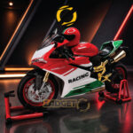 TY Models Speed Motorcycle with red helmet and red white green racing body